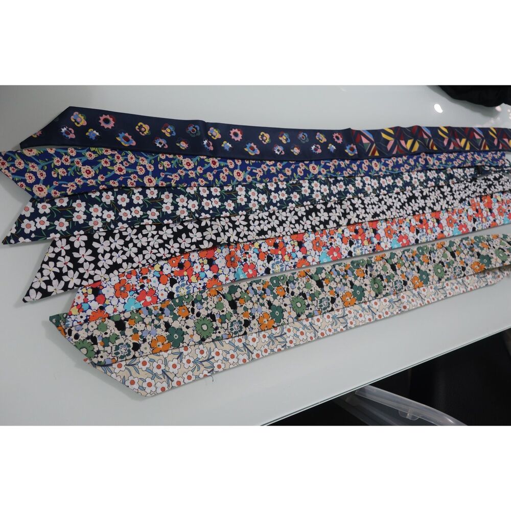 Floral Linen Hair Ribbon Bow Hair Ties Bundle